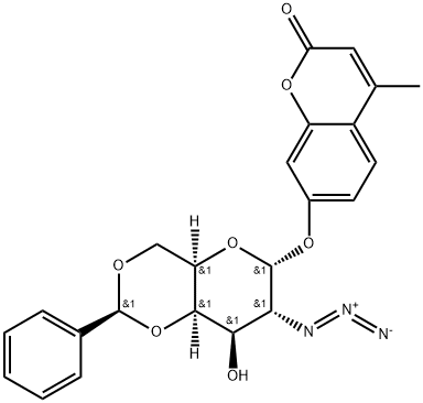 4-MethyluMbelliferyl 2-Azido-2-deoxy-4,6-O-phenylMethylene-α-D-galactopyranoside Structure