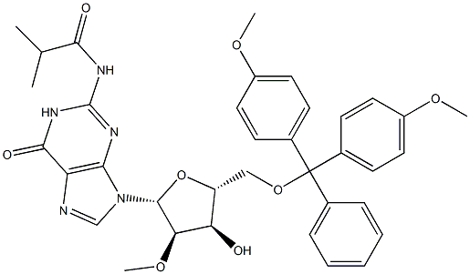 5'-O-DMT-N2-이소부티릴-2'-O-메틸-D-구아노신 구조식 이미지