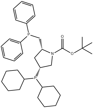 (2R,4R)-N-TERT-BUTOXYCARBONYL-4-(DICYCLOHEXYLPHOSPHINO)-2-[(DIPHENYLPHOSPHINO)메틸]피롤리딘 구조식 이미지