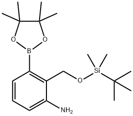 2-((tert-butyldiMethylsilyloxy)Methyl)-3-(4,4,5,5-tetraMethyl-1,3,2-dioxaborolan-2-yl)aniline 구조식 이미지