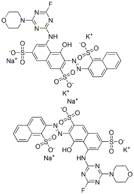 2,7-Naphthalenedisulfonic acid, 5-4-fluoro-6-(4-morpholinyl)-1,3,5-triazin-2-ylamino-4-hydroxy-3-(1-sulfo-2-naphthalenyl)azo-, potassium sodium salt 구조식 이미지