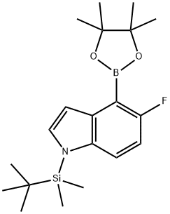 1H-Indole, 1-[(1,1-diMethylethyl)diMethylsilyl]-5-fluoro-4-(4,4,5,5-tetraMethyl-1,3,2-dioxaborolan-2-yl)- Structure