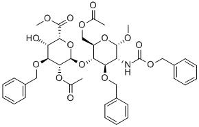a-D-Glucopyranoside,methyl  4-O-[2-O-acetyl-6-methyl-3-O-(phenylmethyl)-a-L-idopyranuronosyl]-2-deoxy-2-[[(phenylmethoxy)carbonyl]amino]-3-O-(phenylmethyl)-,6-acetate Structure