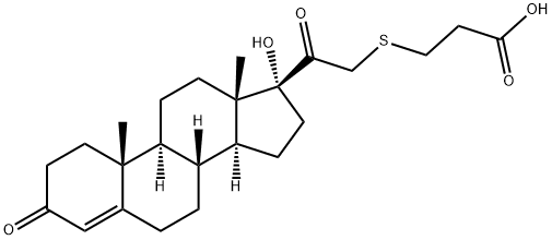 3-[2-[(10R,13S,17R)-17-hydroxy-10,13-dimethyl-3-oxo-2,6,7,8,9,11,12,14,15,16-decahydro-1H-cyclopenta[a]phenanthren-17-yl]-2-oxo-ethyl]sulfanylpropanoic acid 구조식 이미지