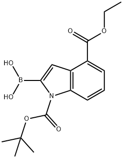 1-BOC-4-(에톡시카르보닐)인돌-2-보론산 구조식 이미지