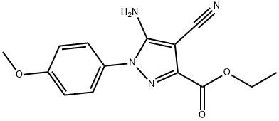 Ethyl5-amino-4-cyano-1-(4-methoxyphenyl)pyrazole-3-carboxylate 구조식 이미지