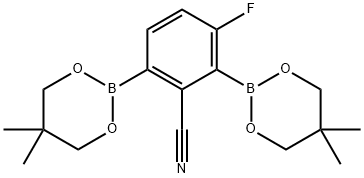 2-Cyano-4-fluorobenzene-1,3-diboronic acid, neopentyl glycol diester Structure