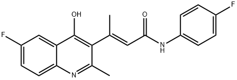 (E)-3-(6-Fluoro-4-hydroxy-2-methylquinolin-3-yl)-N-(4-fluorophenyl)but-2-enamide 구조식 이미지