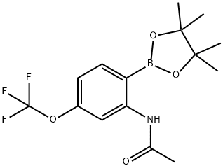 N-(2-(4,4,5,5-Tetramethyl-1,3,2-dioxaborolan-2-yl)-5-(trifluoromethoxy)phenyl)acetamide 구조식 이미지