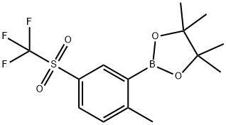 4,4,5,5-Tetramethyl-2-(2-methyl-5-(trifluoromethylsulfonyl)phenyl)-1,3,2-dioxaborolane 구조식 이미지