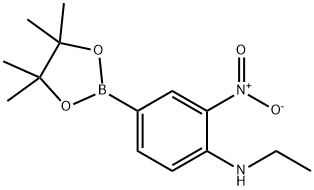 N-Ethyl-2-nitro-4-(4,4,5,5-tetramethyl-1,3,2-dioxaborolan-2-yl)aniline 구조식 이미지