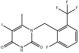 1-[2-fluoro-6-(trifluoromethyl)benzyl]-5-iodo-6-methylpyrimidine-2,4(1H,3H)-dione 구조식 이미지