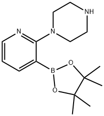 2-Piperazinylpyridine-3-boronic acid, pinacol ester 구조식 이미지