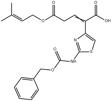 2-[2-[[(Phenylmethoxy)carbonyl]amino]-4-thiazolyl]-2-pentenedioic acid 5-(3-methyl-2-butenyl) ester 구조식 이미지