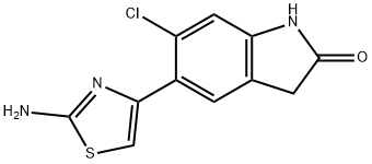 5-(2-Amino-1,3-thiazol-4-yl)-6-chloro-1,3-dihydro-2H-indol-2-one 구조식 이미지