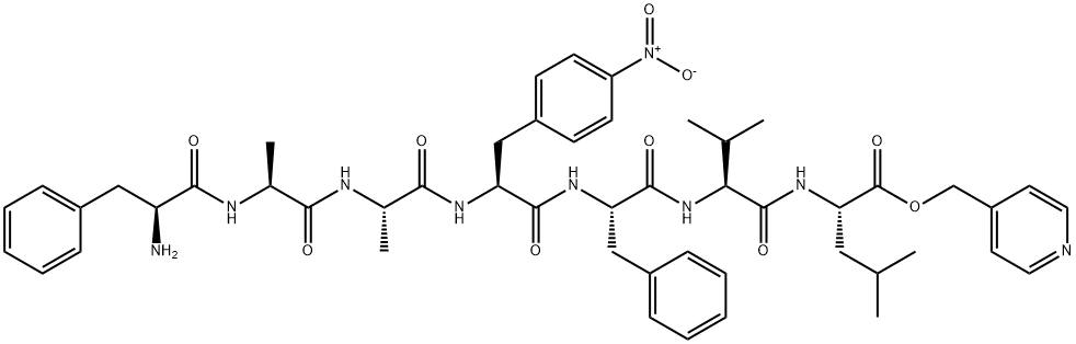 PHE-ALA-ALA-P-NITRO-PHE-PHE-VAL-LEU 4-PYRIDYLMETHYL ESTER 구조식 이미지