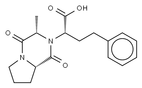 [3S-[2(R*),3α,8aβ]]-Hexahydro-3-Methyl-1,4-dioxo-α-(2-phenylethyl)pyrrolo[1,2-a]pyrazine-2(1H)-acetic Acid 구조식 이미지