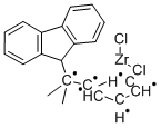 이소-프로필리덴(시클로펜타디에닐)(9-플루오레닐)-지르코늄이염화물 구조식 이미지