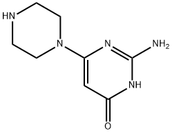 2-amino-6-(1-piperazinyl)-4(3H)-pyrimidinone(SALTDATA: 2HCl 0.1H2O) Structure