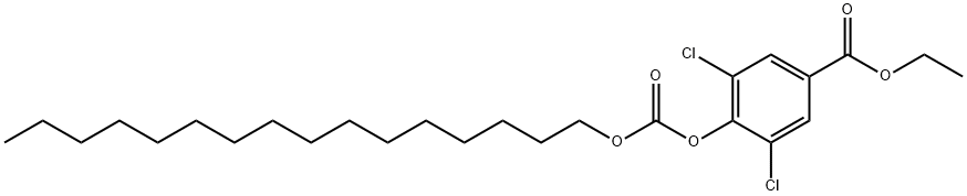 3,5-Dichloro-4-(hexadecyloxycarbonyloxy)benzoic acid ethyl ester Structure