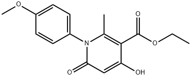 1,6-디하이드로-4-하이드록시-1-(4-메톡시페닐)-2-메틸-6-(옥소)니코틴산에틸에스테르 구조식 이미지