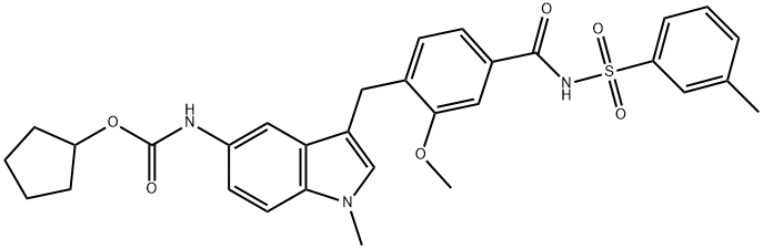 Cyclopentyl 3-[2-Methoxy-4-(M-tolylsulfonylcarbaMoyl)benzyl]-1-Methylindol-5-ylcarbaMate Structure