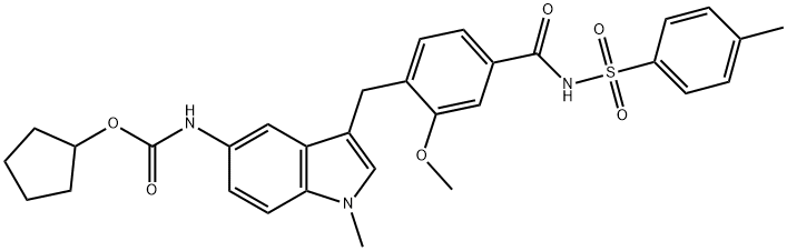 Cyclopentyl 3-[2-Methoxy-4-(p-tolylsulfonylcarbaMoyl)benzyl]-1-Methylindol-5-ylcarbaMate Structure
