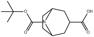 N-BOC-8-AZABICYCLO[3.2.1]옥탄-3-카르복실산 구조식 이미지