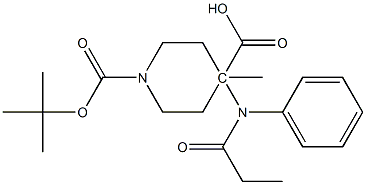 1,4-Piperidinedicarboxylic acid, 4-[(1-oxopropyl)phenylamino]-, 1-(1,1-dimethylethyl) 4-methyl ester Structure