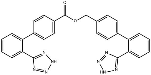 [1,1'-Biphenyl]-2’-tetrazolo-4-carboxylic acid, [1,1'-biphenyl]-2’tetrazolo-4-ylmethyl ester (Losartan Impurity) Structure
