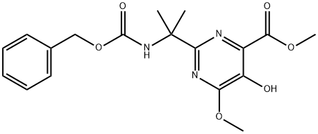 5-하이드록시-2-[1-메틸-1-[[벤질카바모일]아미노]에틸]-6-메톡시피리미딘-4-카복실산메틸에스테르 구조식 이미지