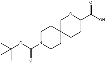 9-(tert-Butoxycarbonyl)-2-oxa-9-azaspiro-[5.5]undecane-3-carboxylic acid 구조식 이미지