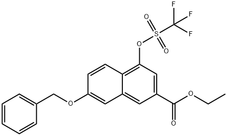 2-Naphthalenecarboxylic acid, 7-(phenylMethoxy)-4-[[(trifluoroMethyl)sulfonyl]oxy]-, ethyl ester Structure