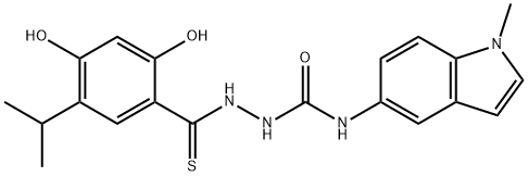 1-(2,4-dihydroxy-5-isopropylphenylcarbonothioyl)-4-(1-Methyl-1H-indol-5-yl)seMicarbazide Structure