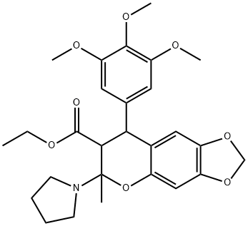 Ethyl 7,8-dihydro-6-methyl-6-(1-pyrrolidinyl)-8-(3,4,5-trimethoxypheny l)-6H-1,3-dioxolo(4,5-g)(1)benzopyran-7-carboxylate Structure