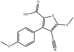 4-CYANO-3-(4-METHOXYPHENYL)-5-(METHYLTHIO)THIOPHENE-2-CARBOXYLIC ACID 구조식 이미지
