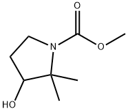 1-Pyrrolidinecarboxylic  acid,  3-hydroxy-2,2-dimethyl-,  methyl  ester Structure