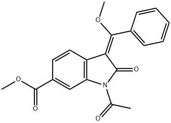 (E)-메틸1-아세틸-3-(메톡시(페닐)메틸렌)-2-옥소인돌린-6-카르복실레이트 구조식 이미지