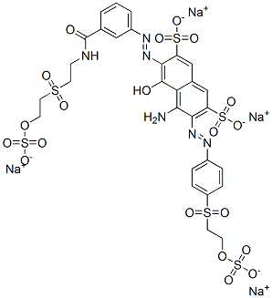 2,7-Naphthalenedisulfonic acid, 4-amino-5-hydroxy-6-3-2-2-(sulfooxy)ethylsulfonylethylaminocarbonylphenylazo-3-4-2-(sulfooxy)ethylsulfonylphenylazo-, tetrasodium salt Structure