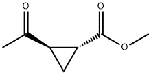 Cyclopropanecarboxylic acid, 2-acetyl-, methyl ester, (1R-trans)- (9CI) Structure