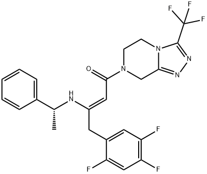 (2Z)-1-[5,6-Dihydro-3-(trifluoromethyl)-1,2,4-triazolo[4,3-a]pyrazin-7(8H)-yl]-3-[[(1R)-1-phenylethyl]amino]-4-(2,4,5-trifluorophenyl)-2-buten-1-one Structure