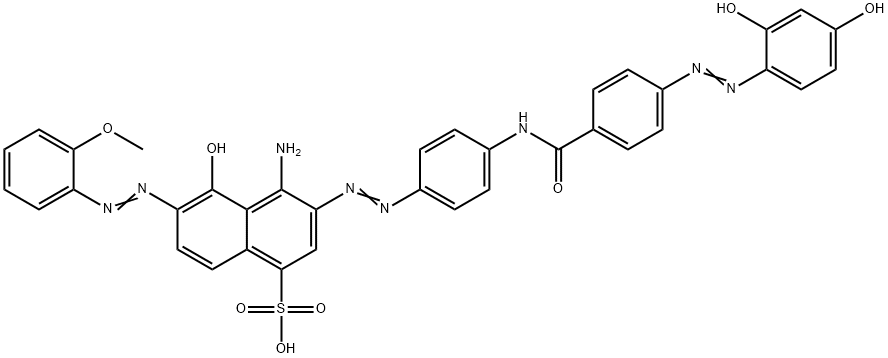 1-Naphthalenesulfonic acid, 4-amino-3-((4-((4-((2,4-dihydroxyphenyl)az o)benzoyl)amino)phenyl)azo)-5-hydroxy-6-((2-methoxyphenyl)azo)- Structure