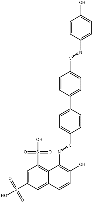 7-hydroxy-8-[[4'-[(4-hydroxyphenyl)azo][1,1'-biphenyl]-4-yl]azo]naphthalene-1,3-disulphonic acid  구조식 이미지