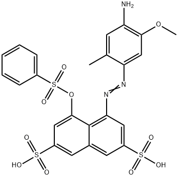 4-[(4-amino-5-methoxy-o-tolyl)azo]-5-[(phenylsulphonyl)oxy]naphthalene-2,7-disulphonic acid 구조식 이미지