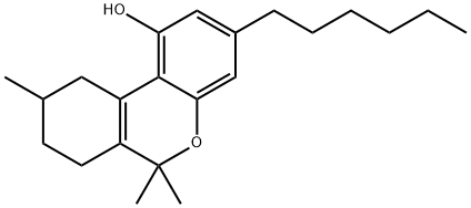 3-Hexyl-1-hydroxy-7,8,9,10-tetrahydro-6,6,9-trimethyl-6H-dibenzo(b,d)p yran 구조식 이미지