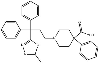 1-[3-(5-Methyl-1,3,4-oxadiazol-2-yl)-3,3-diphenylpropyl]-4-phenylpiperidine-4-carboxylic acid Structure