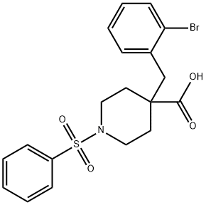 4-(2-Bromobenzyl)-1-(phenylsulfonyl)piperidine-4-carboxylic acid Structure