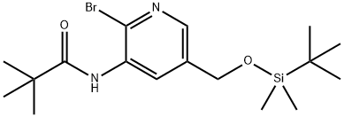 N-(2-Bromo-5-((tert-butyldimethylsilyloxy)methyl)-pyridin-3-yl)pivalamide 구조식 이미지