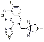 N-[(3-Chloro-4-fluorophenyl)methyl]-1-methyl-N-[[(1alpha,5alpha,6alpha)-3-methyl-3-azabicyclo[3.1.0]hex-6-yl]methyl]-1H-imidazole-4-carboxamide hydrochloride 구조식 이미지