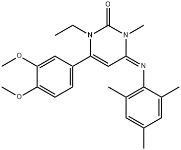 6-(3,4-Dimethoxyphenyl)-1-ethyl-3,4-dihydro-3-methyl-4-[(Z)-(2,4,6-trimethylphenyl)imino]-2(1H)-pyrimidinone 구조식 이미지